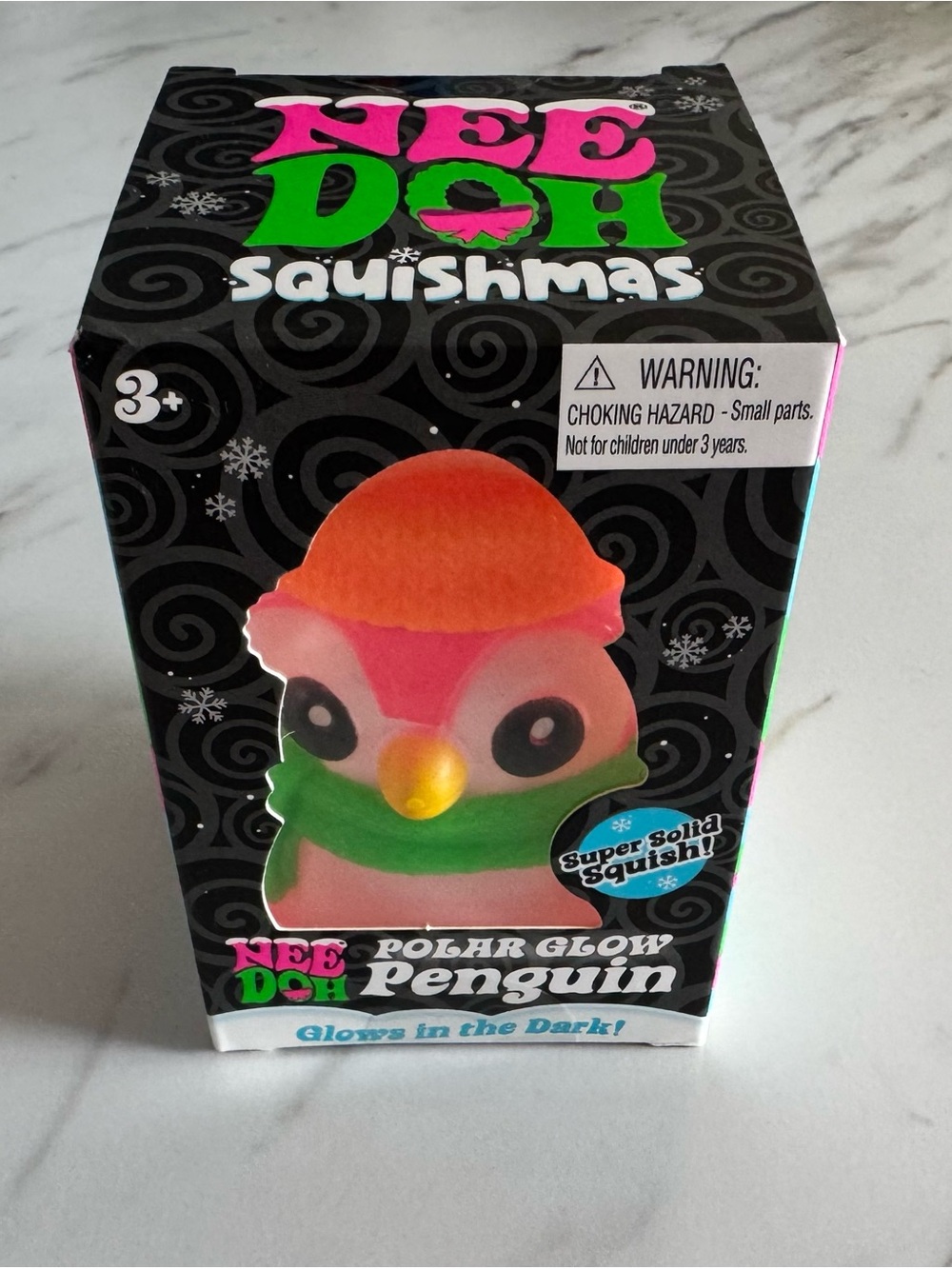 Needoh Squishmas Polar Glow Penguin - Pink, Orange, Green